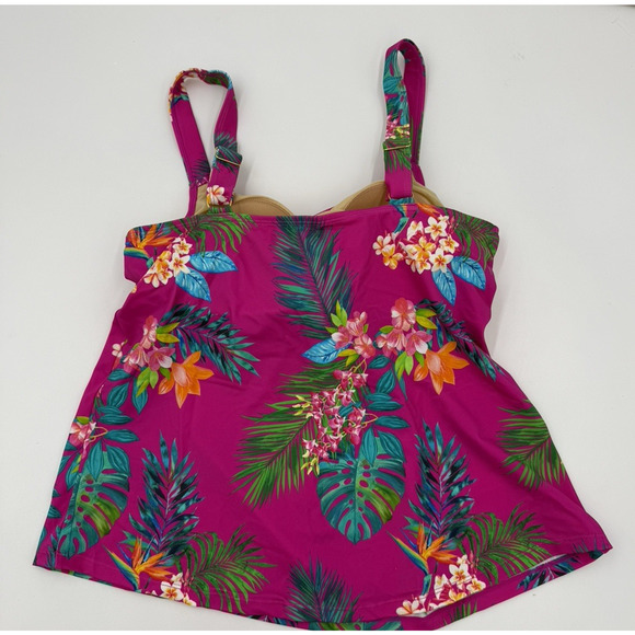Swimsuits For All Women’s 2 Piece Tankini Bike Shorts Raspberry Tropic Size 12 - Picture 3 of 10